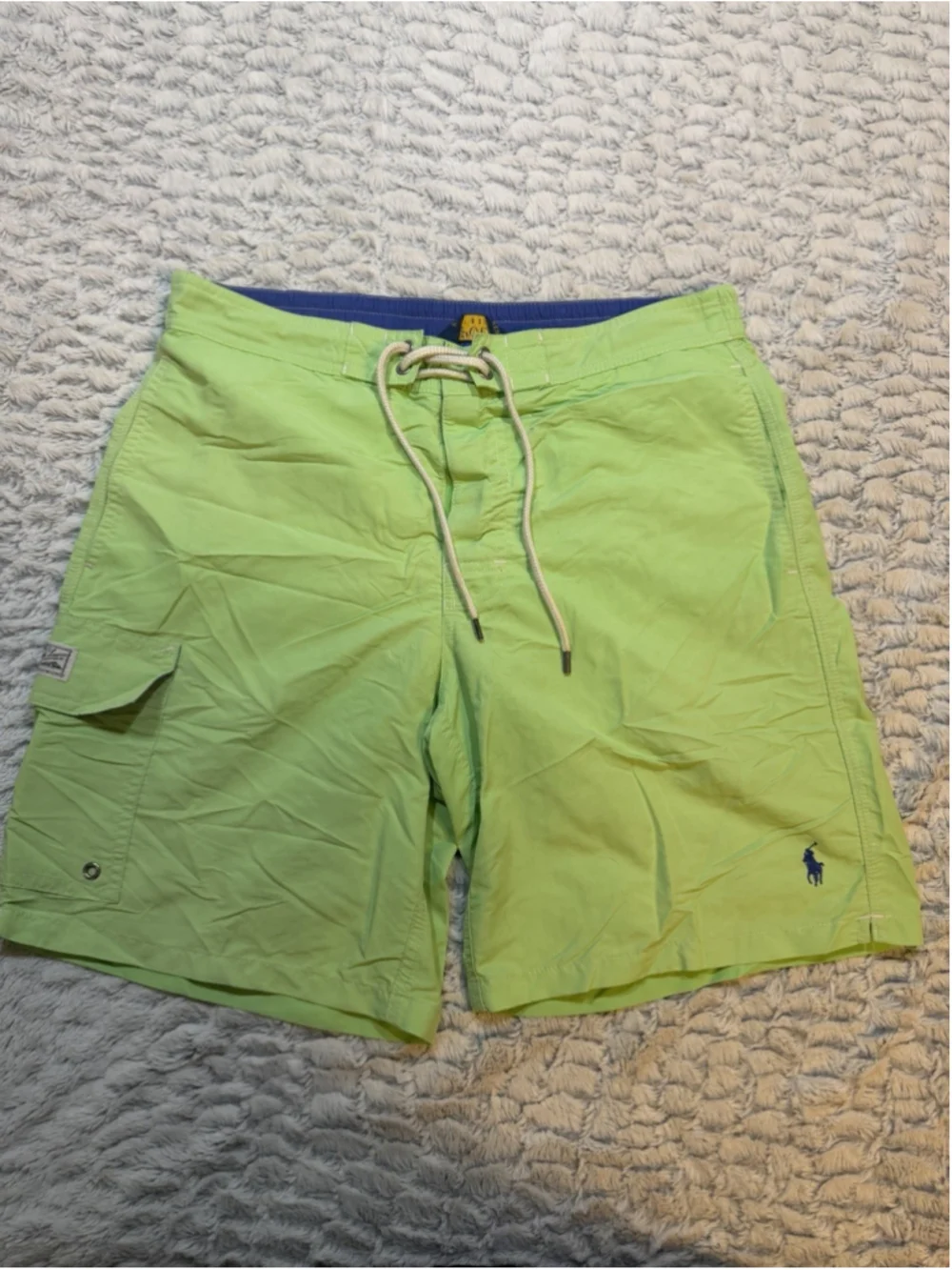 Polo Ralph Lauren Men’s Green Logo Swim Shorts Size S Drawstring Lined Elastic